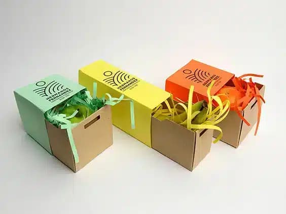Colorful retail packaging with geometric patterns